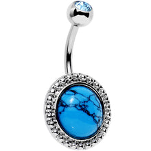 Load image into Gallery viewer, Light Blue Gem Faux Turquoise Western Waterway Belly Ring