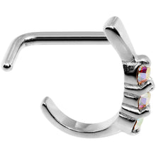 Load image into Gallery viewer, 18G Aurora Gem Steel Faux Hoop L Shaped Nose Ring
