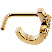 Load image into Gallery viewer, 18G Clear Gem Gold PVD Cross Faux Hoop L Shaped Nose Ring