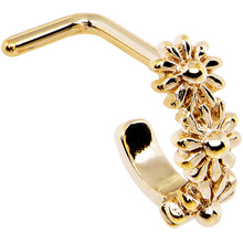 Load image into Gallery viewer, 18G Gold PVD Daisy Flower Chain Faux Hoop L Shaped Nose Ring