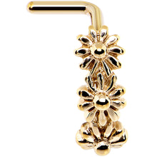 Load image into Gallery viewer, 18G Gold PVD Daisy Flower Chain Faux Hoop L Shaped Nose Ring