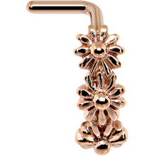 Load image into Gallery viewer, 18G Rose Gold PVD Daisy Flower Chain Faux Hoop L Shaped Nose Ring