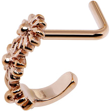 Load image into Gallery viewer, 18G Rose Gold PVD Daisy Flower Chain Faux Hoop L Shaped Nose Ring