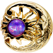 Load image into Gallery viewer, Purple Faux Opal Gold Anodized Moon and Sun Tragus Cartilage Earring