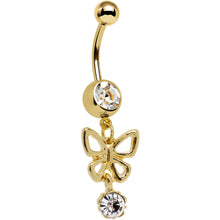 Load image into Gallery viewer, Clear Gem Gold Plated Breathtaking Butterfly Dangle Belly Ring