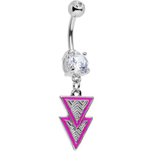 Load image into Gallery viewer, Clear Gem Pretty Popstar Pink Tiered Triangles Dangle Belly Ring