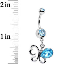 Load image into Gallery viewer, Aqua Gem There and Gone Again Bashful Butterfly Dangle Belly Ring