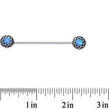 Load image into Gallery viewer, 14G Blue Synthetic Opal Star Shine Industrial Barbell 40mm