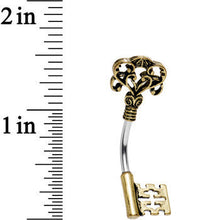 Load image into Gallery viewer, Artistically Antique Skeleton Key Double Mount Belly Ring
