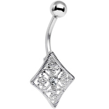 Load image into Gallery viewer, Clear Gem Floral Fiesta Art Deco Square Belly Ring