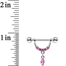Load image into Gallery viewer, 14G 3/4 Pink Gem Steel Drip Drop Dangle Nipple Ring Set