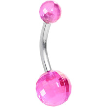 Load image into Gallery viewer, Pink Acrylic Big Bottom Disco Ball Basic Belly Ring