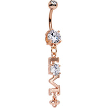 Load image into Gallery viewer, Clear Gem Rose Gold Anodized Lots of Love Dangle Belly Ring