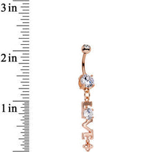 Load image into Gallery viewer, Clear Gem Rose Gold Anodized Lots of Love Dangle Belly Ring