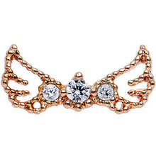 Load image into Gallery viewer, 16G 1/4 Clear Rosy Steel Angel Wing Trifecta Cartilage Earring