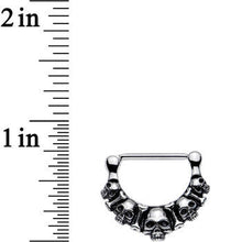 Load image into Gallery viewer, 316L Stainless Steel Five Scary Skulls Nipple Clicker