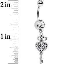 Load image into Gallery viewer, Clear Gem Have a Heart Hold the Key Dangle Belly Ring
