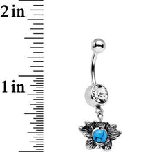 Load image into Gallery viewer, Faux Turquoise Clear Gem Delicate Style Dangle Belly Ring