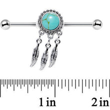 Load image into Gallery viewer, 14G Faux Turquoise Southwest Dreamcatcher Industrial Barbell 38mm