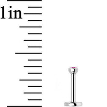 Load image into Gallery viewer, 18G 1/4 Pink 2mm CZ Gem Internally Threaded Cartilage Earring