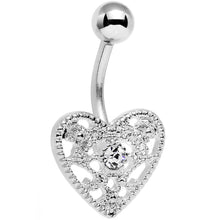 Load image into Gallery viewer, Clear Gem Heavy Heart Belly Ring