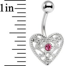 Load image into Gallery viewer, Pink Gem Heavy Heart Belly Ring