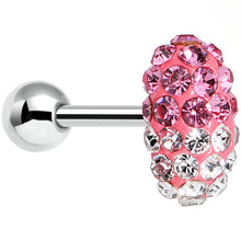 Load image into Gallery viewer, 16G 1/4 Pink and Clear Gem Paved Pink Tragus Cartilage Earring