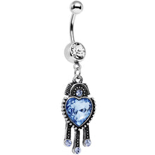 Load image into Gallery viewer, Clear Blue Gem Baby Blue Heart Dangle Belly Ring