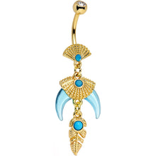 Load image into Gallery viewer, Faux Turquoise Gold PVD Phoenicia Dangle Belly Ring