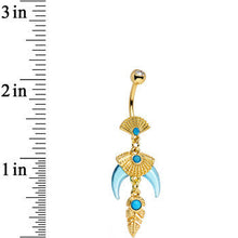Load image into Gallery viewer, Faux Turquoise Gold PVD Phoenicia Dangle Belly Ring