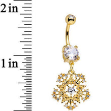 Load image into Gallery viewer, Clear Gem Gold PVD Stunning Snowflake Star Dangle Belly Ring