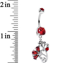 Load image into Gallery viewer, Red Gem Flattery with Flowers Dangle Belly Ring