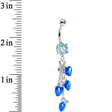 Load image into Gallery viewer, Aqua Gem Blue Orb Hearts Dangle Belly Ring