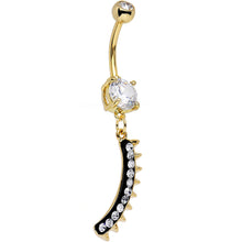 Load image into Gallery viewer, Clear Gem Gold Anodized Euclidian Strip Dangle Belly Ring