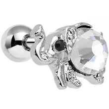 Load image into Gallery viewer, 16G 1/4 Clear Gem Steel Glam Elephant Tragus Cartilage Earring