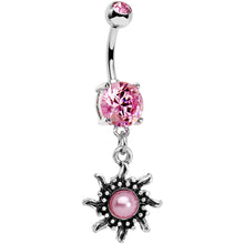 Load image into Gallery viewer, Pink Gem Frosted Pink Orb Spun Sun Dangle Belly Ring