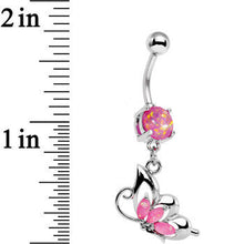 Load image into Gallery viewer, Pink Faux Opal Be With Me Butterfly Dangle Belly Ring