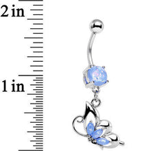 Load image into Gallery viewer, Light Blue Faux Opal Be With Me Butterfly Dangle Belly Ring