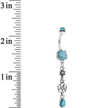 Load image into Gallery viewer, Faux Turquoise Daisy Chain Flower Dangle Belly Ring
