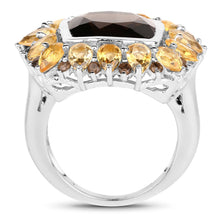 Load image into Gallery viewer, 9.16 Carat Genuine Smoky Quartz & Citrine .925 Sterling Silver Ring