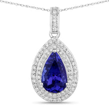 Load image into Gallery viewer, 2.56 Carat Genuine Tanzanite and White Diamond 14K White Gold Pendant