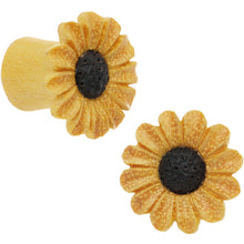 Load image into Gallery viewer, 00G Organic Blonde Wood Fresh SunFlower Saddle Plug Set