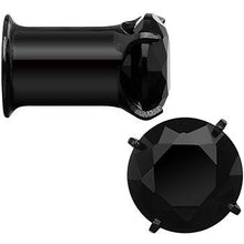 Load image into Gallery viewer, 2G Black CZ Gem Black IP Bling Double Flare Plug Set