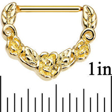 Load image into Gallery viewer, 14G 9/16 Gold Anodized Floral Wreath Nipple Clicker Set