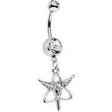 Load image into Gallery viewer, Clear Gem Heroic Heralds Staff and Trinity Dangle Belly Ring