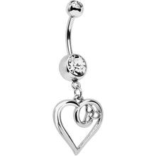 Load image into Gallery viewer, Clear Gem Twisted Trinity Heart Dangle Belly Ring