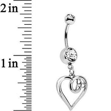 Load image into Gallery viewer, Clear Gem Twisted Trinity Heart Dangle Belly Ring