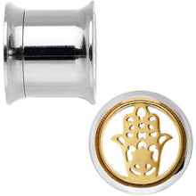 Load image into Gallery viewer, 7/16 Steel Sunlit Hamsa Hand Screw Fit Tunnel Plug Set