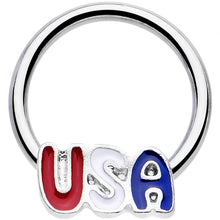 Load image into Gallery viewer, 16G 3/8 Red White Blue Celebrate All Day USA BCR Captive Ring