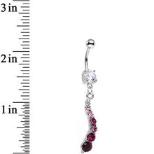 Load image into Gallery viewer, Clear Pink Purple Gem Fading Darkness Dangle Belly Ring